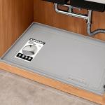 Raised Under Sink Mat, Waterproof Silicone, Light Grey