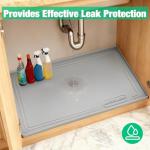 Raised Under Sink Mat, Waterproof Silicone, Light Grey