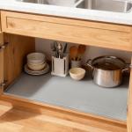 Raised Under Sink Mat, Waterproof Silicone, Light Grey