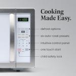 Farberware 1.1 Cu. Ft. Countertop Microwave Oven – 1000 Watts Power, Auto Cook Settings, Defrost, Easy Clean and Child Safety Lock - White Platinum