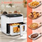 NEWBULIG Air Fryer，4QT Small AirFryer with Easy View Window and Interior Light, Digital Touchscreen with 8 Presets for Custom Cooking, Nonstick and Dishwasher Safe Basket, White