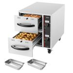 VEVOR Commercial Electric Drawer Warmer,2 Full-Size Pan Stainless Steel Food Warmer,Freestanding Standard Warming Drawer Cabinet,85°F–185°F Wide Temperature Range,for Restaurant, Hotel Buffet & Bakery