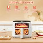 NEWBULIG Air Fryer，4QT Small AirFryer with Easy View Window and Interior Light, Digital Touchscreen with 8 Presets for Custom Cooking, Nonstick and Dishwasher Safe Basket, White