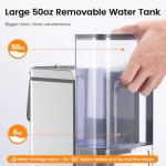 Horavie Single Serve Coffee Maker for K-Cup Pod and Grounds, Hot and Iced Coffee Maker, Strong Button Feature, 6 to 14oz Brew Sizes, 50oz Removable Tank, Up to 6.5 Inch Cup, Stainless Steel, Grey