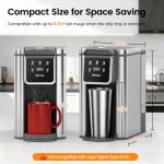 Horavie Single Serve Coffee Maker for K-Cup Pod and Grounds, Hot and Iced Coffee Maker, Strong Button Feature, 6 to 14oz Brew Sizes, 50oz Removable Tank, Up to 6.5 Inch Cup, Stainless Steel, Grey