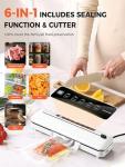Vacuum Sealer Machine 75KPa Food with 6-in-1 Dry/Moist Modes & Digital Timer, Compact Lightweight Design, Built-in Cutter + 10 Bags (white)