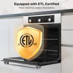 24" Electric Wall Oven, ETL Certified, ThermoMate 2.8 Cu.ft. Electric Wall Oven with 5 Cooking Functions, Built-in Ovens with Anti-Mistouch Knob, Stainless Steel