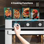 24" Electric Wall Oven, ETL Certified, ThermoMate 2.8 Cu.ft. Electric Wall Oven with 5 Cooking Functions, Built-in Ovens with Anti-Mistouch Knob, Stainless Steel