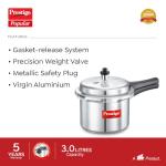 Prestige PRP3 Pressure Cooker, 3 Liter, Silver, Aluminum