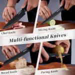 HENKELIVING Knife Set, 14-Piece Kitchen Knives Set with Block, Built-in Sharpener, German High Carbon Stainless Steel, Ergonomic Non-Slip Handles, Black