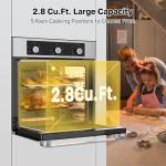 24" Electric Wall Oven, ETL Certified, ThermoMate 2.8 Cu.ft. Electric Wall Oven with 5 Cooking Functions, Built-in Ovens with Anti-Mistouch Knob, Stainless Steel