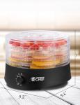 Commercial Chef Food Dehydrator, Five 9.25” BPA-Free Plastic Trays, Dehydrates and Dries Meat, Fruit, Veggies and Jerky, 280W Dehydration Machine, Adjustable Thermostat, CCD100B6, Black