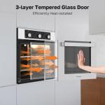 24" Electric Wall Oven, ETL Certified, ThermoMate 2.8 Cu.ft. Electric Wall Oven with 5 Cooking Functions, Built-in Ovens with Anti-Mistouch Knob, Stainless Steel