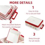 WRINGKIT Set of 3 Ceramic Baking Dishes, Rectangular Casserole Dish for Oven, Ceramic Bakeware Lasagna Pan Deep with Handles for Cooking, Baking, Wedding Gift, 3 Sizes (12''/10.7''/7.7''), Red