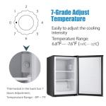 Antarctic Star 3.0 Cu.Ft Upright Freezer, Compact Stainless Steel Freezer with Reversible Door & 7-Temp Control, Removable Shelves, Ideal for Dorm, Home, Office, Black