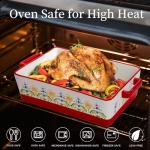 WRINGKIT Set of 3 Ceramic Baking Dishes, Rectangular Casserole Dish for Oven, Ceramic Bakeware Lasagna Pan Deep with Handles for Cooking, Baking, Wedding Gift, 3 Sizes (12''/10.7''/7.7''), Red