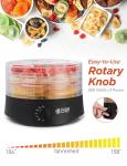 Commercial Chef Food Dehydrator, Five 9.25” BPA-Free Plastic Trays, Dehydrates and Dries Meat, Fruit, Veggies and Jerky, 280W Dehydration Machine, Adjustable Thermostat, CCD100B6, Black