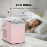 NEWBULIG Ice Makers Countertop with Handle, Portable Ice Machine, 9 Bullet Ice Cubes in 6 Mins, 26lbs in 24Hrs, Auto-Cleaning, with Basket and Scoop, for Home, Kitchen, RV, Camping,Light Pink