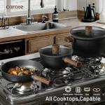 CAROTE 44pcs Nonstick Kitchen Titanium Cookware Sets, Nonstick Pots and Pans, Induction Cookware Set Kitchen Cooking Sets, Non Stick w/Frying Pan,Black