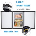 Antarctic Star 3.0 Cu.Ft Upright Freezer, Compact Stainless Steel Freezer with Reversible Door & 7-Temp Control, Removable Shelves, Ideal for Dorm, Home, Office, Black