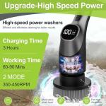 WKY-G3-Electric Spin Scrubber - Upgraded 10-in-1 IPX7 Waterproof Shower Cleaner Brush, Retractable Handle & 2-Speed for Toilet, Bathroom, Bathtub, Tile Floors Black
