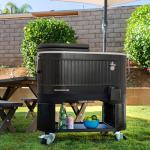 Permasteel 120-Qt Rolling Ice Chest, Portable Patio Party Bar Drink Cooler Cart with Wheels, Drink Dividers - Perfect for Outdoor or Indoor Entertaining, and Parties, Black