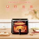 NEWBULIG Air Fryer，4QT Small AirFryer with Easy View Window and Interior Light, Digital Touchscreen with 8 Presets for Custom Cooking, Nonstick and Dishwasher Safe Basket, Black