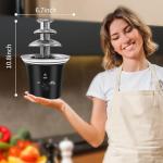 MINI Chocolate Fountain Machine Small Electric Chocolate Fondue Fountain Machine for Party for Candy Butter Cheese with Tray and Stickers (Black)