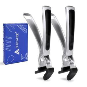 SOLEADER Plate Gripper Compatible With Pizza Pan,Non-Slip Pan Gripper,Hot Plate Bowl Retriever with Food Out from Pots,For Egg Custard For Jidangeng,For Microwave Toaster Oven Steamer,Pack of 2