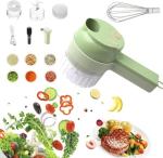 Multi-Functional Portable Wireless Vegetable Chopper - 4-in-1 Electric Food Processor for Chopping, Slicing, Grating & Whipping, with Cleaning Brush and Charging Cable