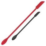 Mini Spatula Silicone Spatula Set - Cuttte 2pcs Small Makeup Scrapers for Cosmetics, Reusable Beauty Tiny Tools, Thin Jar Scraper, Get Last of Makeup Out, Black and Red