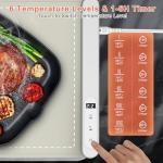 FYY Warming Mat for Food with Heat Resistant Pad, Prevent Countertop Cracks, Keep Meal Warm, Rapid and Full Surface Heating, 6 Temp Settings 6H Timer, Upgraded Rollable Portable Food Warmer Mat Khaki