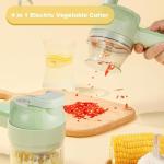 Multi-Functional Portable Wireless Vegetable Chopper - 4-in-1 Electric Food Processor for Chopping, Slicing, Grating & Whipping, with Cleaning Brush and Charging Cable