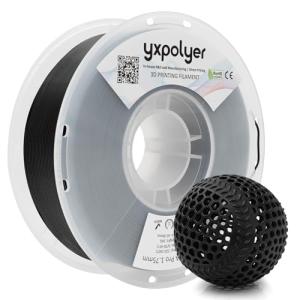 YXPOLYER Flexible PLA Filament Flex PLA Pro 1.75mm 1kg Soft PLA 92A 3D Printer Filament for Bouncy Airless Basketball and Food Safe Food-Grade Stretchy Dog Toy, Raven Black