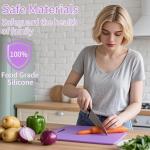 Flexible Cutting Boards, BPA Free Silicone Non-Slip Chopping Mat for Kitchen, Dishwasher Safe & Space-Saving with Hanging Hole (Purple)