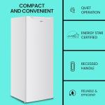 Koolatron Compact Upright Freezer, 5.3 cu ft (150L), White, Manual Defrost Design, Space-Saving Flat Back, Reversible Door, for Home, Apartment, Condo, Cottage