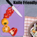 Flexible Cutting Boards, BPA Free Silicone Non-Slip Chopping Mat for Kitchen, Dishwasher Safe & Space-Saving with Hanging Hole (Purple)