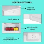 Koolatron Compact Upright Freezer, 5.3 cu ft (150L), White, Manual Defrost Design, Space-Saving Flat Back, Reversible Door, for Home, Apartment, Condo, Cottage