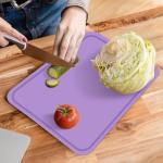 Flexible Cutting Boards, BPA Free Silicone Non-Slip Chopping Mat for Kitchen, Dishwasher Safe & Space-Saving with Hanging Hole (Purple)