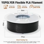 YXPOLYER Flexible PLA Filament Flex PLA Pro 1.75mm 1kg Soft PLA 92A 3D Printer Filament for Bouncy Airless Basketball and Food Safe Food-Grade Stretchy Dog Toy, Raven Black