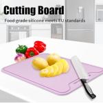 Flexible Cutting Boards, BPA Free Silicone Non-Slip Chopping Mat for Kitchen, Dishwasher Safe & Space-Saving with Hanging Hole (Purple)