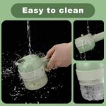 Multi-Functional Portable Wireless Vegetable Chopper - 4-in-1 Electric Food Processor for Chopping, Slicing, Grating & Whipping, with Cleaning Brush and Charging Cable