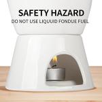 Fondue Set with 4 Dipping Bowls and 4 Forks, Ceramic Fondue Kit Premium Tea Light Porcelain Melting Pot for Cheese, Chocolate and Tapas