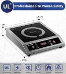 Stainless Steel Induction Cooktop, Professional-Grade Induction Cooker with Precise Temperature Control,Portable Countertop Burner with UL Certified, 10 Hours Timer Powerful 1800W Hot Plate