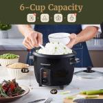 Elite Gourmet Electric Rice Cooker with Steam Tray and Non-Stick Inner Pot Makes Soups, Stews, Grains, Cereals, Keep Warm Feature, 6 Cups Cooked (3 Cups Uncooked), Black