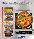 Stainless Steel Induction Cooktop, Professional-Grade Induction Cooker with Precise Temperature Control,Portable Countertop Burner with UL Certified, 10 Hours Timer Powerful 1800W Hot Plate