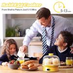 Macook Rapid Egg Cooker 7 Easy-To-Peel, Hard, Medium, Soft Boiled Eggs, Poacher with Auto Shut Off Feature, Measuring Cup Included- Yellow