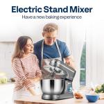 VIVOHOME 4.75 Quart Stand Mixer, 8 Speed Kitchen Electric Food Mixer, Household Stand Mixer for Baking, Cake, Bread with Beater, Dough Hook, Wire Whip and Egg Separator, Gray