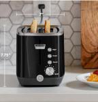 GE 2 Slice Black Stainless Steel Toaster, Extra Wide Slots for Toasting Bagels, Breads, Waffles & More, 7 Adjustable Shade Settings, Removable Crumb Tray, Countertop Kitchen Essentials, 850 Watts