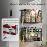 Trysea Magnetic Shelf for Fridge,Magnetic Shelves for the Side of the Refrigerator,Magnetic Fruit Basket for Fridge,Spice Rack Side of Fridge magnet,Magnetic Laundry Storage